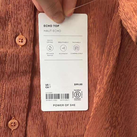 Athleta Women's Rust Button-Down Shirt - Picture 3 of 4